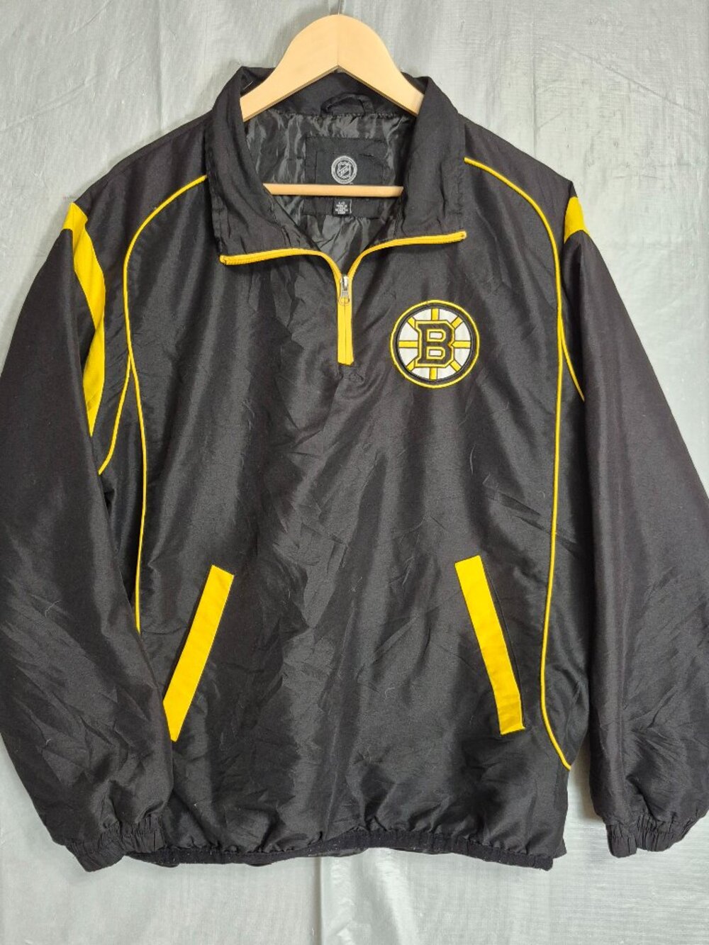 Vtg Boston Bruins Jacket Quarter Zip Pullover Mens Large GIII Sports Carl Banks